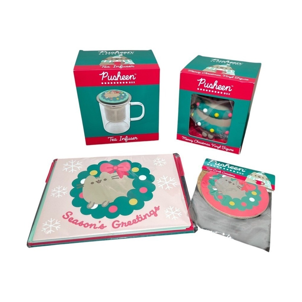 Pusheen Vinyl Figure Teacup Cards Coasters Winter 2023 Meowy Christmas GIF Comic
